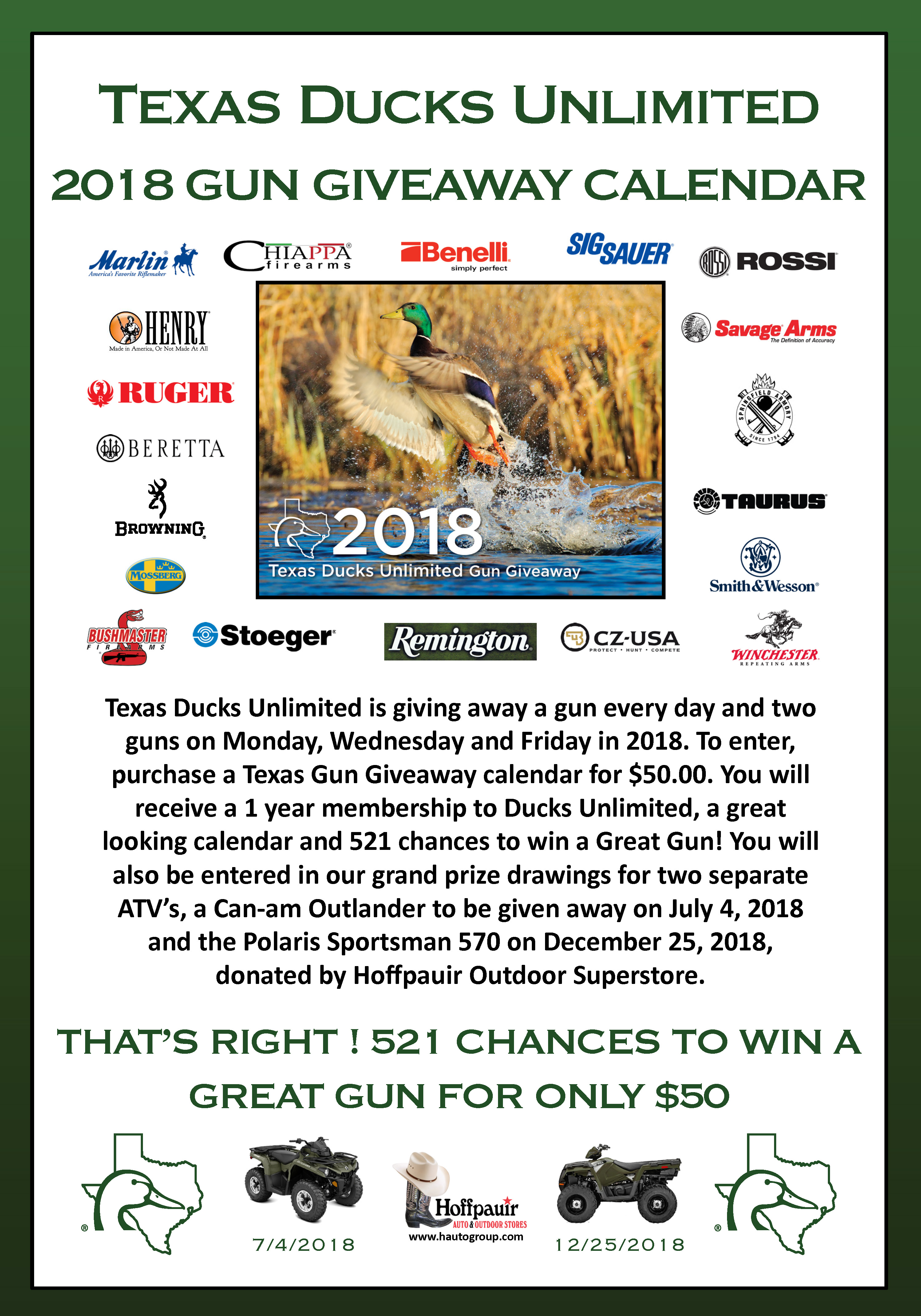 Texas DU Calendar Gun Giveaway